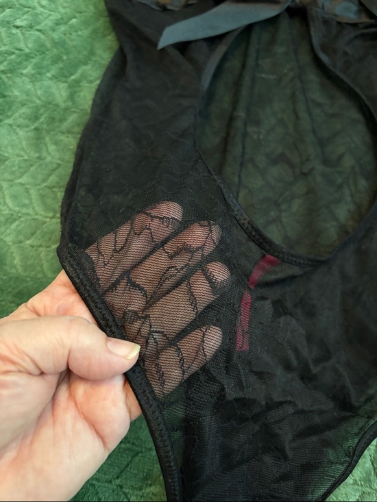 Seven Till Midnight Sheer Teddy Bodysuit Floral Lace Satin Bows Black One Size - Picture 3 of 7